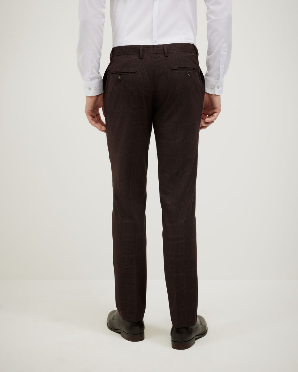 Prince Of Wales Tailored Pant, Burgundy, hi-res